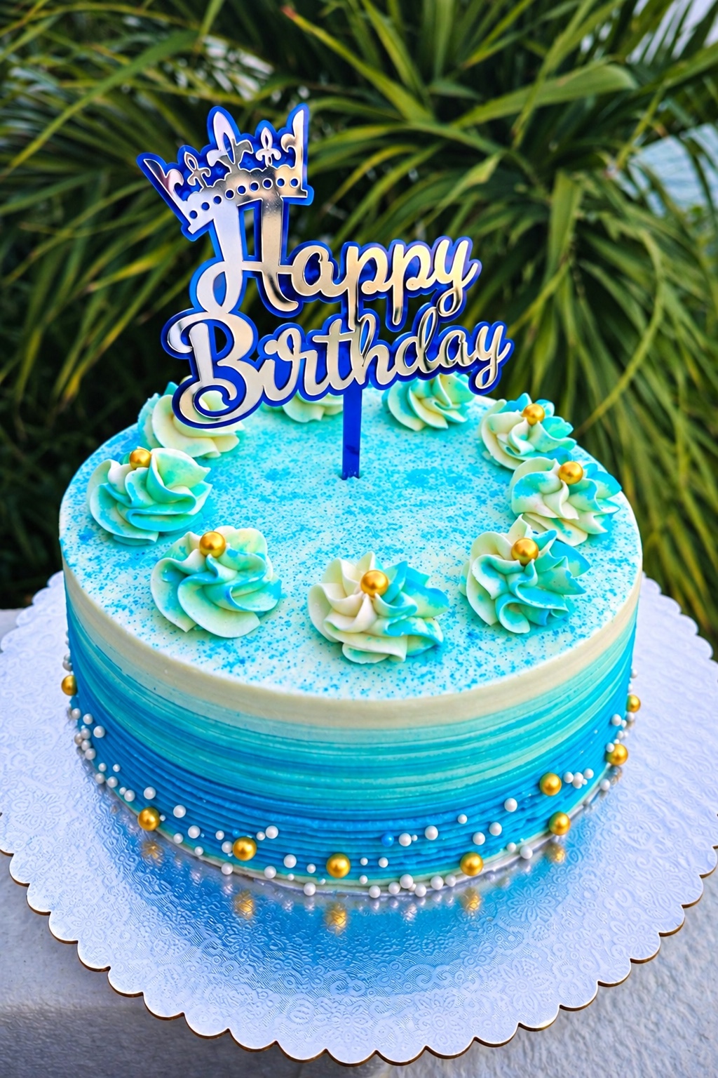 Blue medium cake