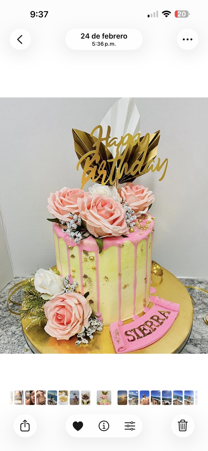 Floral pink and gold custom cake